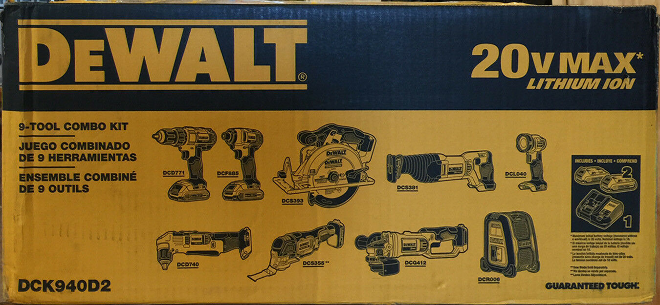 Dewalt 18volt Li-ion Cordless 4 Dewalt 18volt Li-ion Cordless 4.0AH 9-pcs Combo Kit